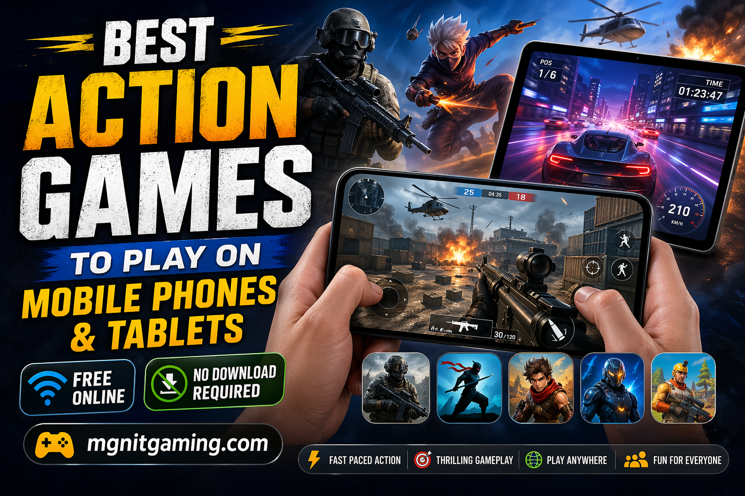 Best Action Games to Play on Mobile Phones & Tablets (Free Online, No Download Required)
